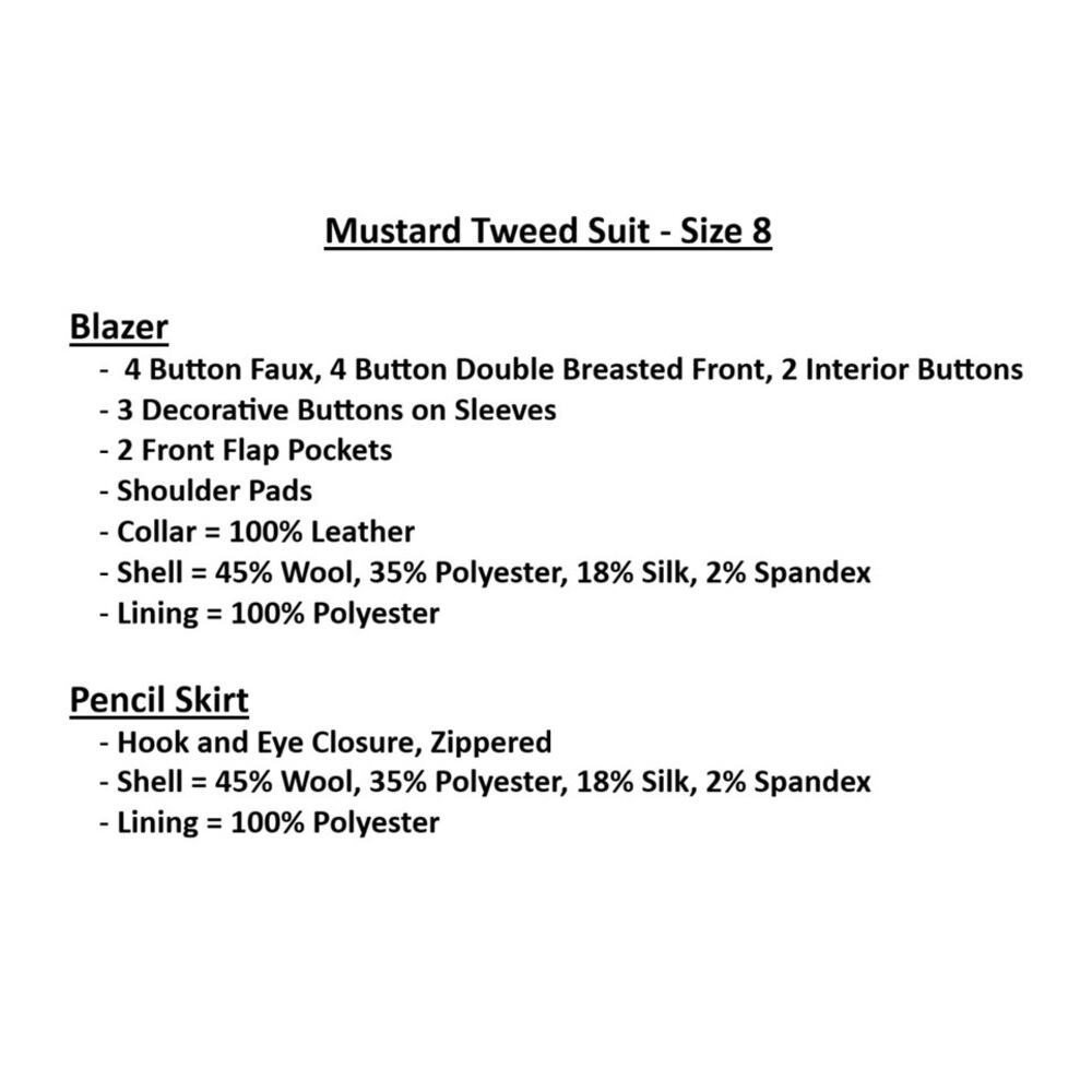 Petite Sophisticate Vintage Goldenrod Tweed Skirt Suit - Vintage - Size 8 - Picture 13 of 15